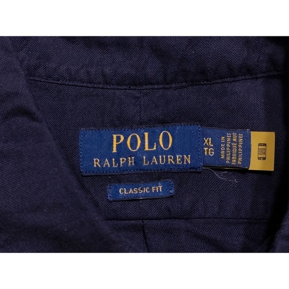 POLO RALPH LAUREN Short Sleeve Button Shirt Navy Blue XL ~ New - Picture 2 of 9
